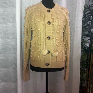 Charter Club Tan Pom-Pom Cardigan
